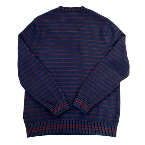 Nautica Navy Stripe V-Neck Pullover Sweater Thick 100% Cotton Long Sleeve Large - Picture 12 of 13